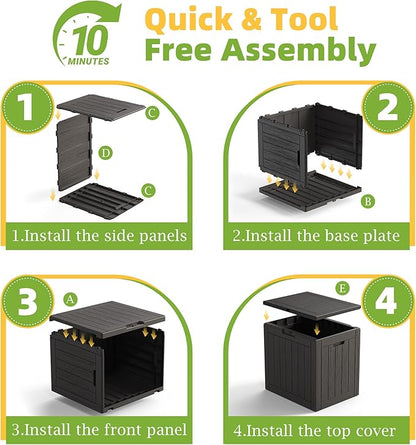 35 Gallon Resin Deck Box with Lockable Latch, Waterproof UV-Resistant Multi-Purpose Outdoor Storage for Patio Cushions, Garden Tools & Package Storage, Black
