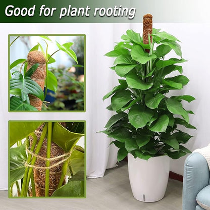 2 Pack Moss Pole, 28 Inch Bendable Moss Pole for Plants Monstera, Moss Poles for Climbing Plants Indoor, Coir Plant Pole Sticks Support Stakes for Potted Plant, Pothos, Philodendron