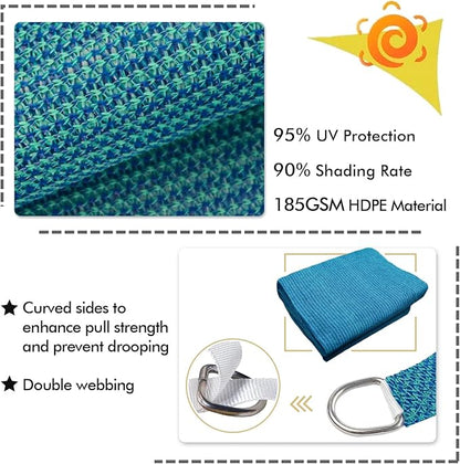 KANAGAWA 12'X16' Turquoise Mix Custom Size Sun Shade Sail Rectangle UV Block Canopy Cover for Patio Backyard Lawn Garden Outdoor (Customized Available)