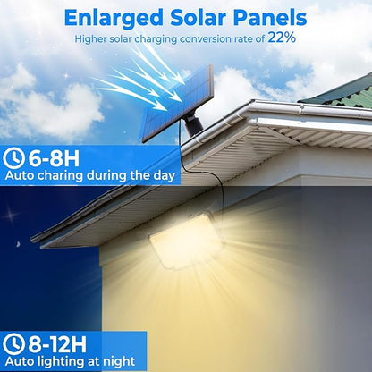 Peasur 2 Pack Solar Motion Lights Outdoor, 318 LED Solar Security Light with 3 Modes, IP65 Waterproof Powered Flood Lights for Outside Garden Patio Garage Yard Backyard Warm White
