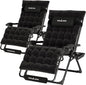 UDPATIO Oversized Zero Gravity Chair Set of 2, 33In XXL Patio Reclining Chair with Cushion, Outdoor Folding Recliner with Pillows|Cup Holder|Foot Rest|Padded Headrest, Black, Support 500LB
