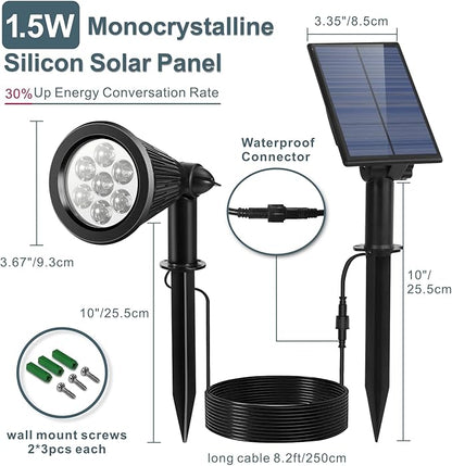 Solar Spotlights Outdoor for Flag Pole, Bright 7-LED Solar Spot Lights with Separate Panel Waterproof, Dusk-to-Dawn Flagpole Lights, Adjustable Landscape Ground Wall Lighting for House Garden(White)