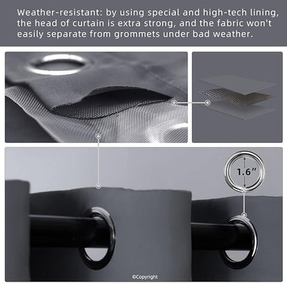 Waterproof Outdoor Curtain W105 x L108 - Grommet Top Sunlight Blocking Window Treatment Drapes Blackout Curtains for Home Bedroom Living Room Patio Porch Pergola Cabana Gazebo ( 2 Panels)