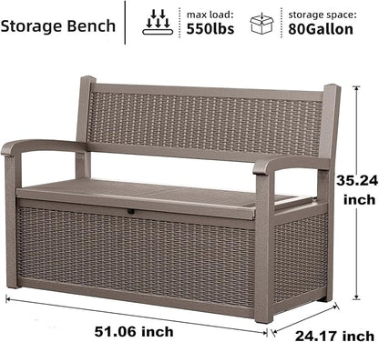 EasyUp 80 Gallon Outdoor Storage Bench Lockable Deck Box Outdoor Storage Box Waterproof for Patio,Garden,and Porch – Perfect for Storing Garden Tools and Cushions(Gray)