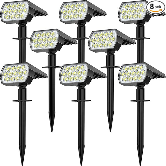 Solar Spot Lights Outdoor, [8 Pack/65 LED] 2-in-1 Solar Landscape Spotlights, 3 Lighting Modes Solar Garden Lights, IP65 Waterproof Flood Lights for Patio Pathway Driveway Yard(Cool White)