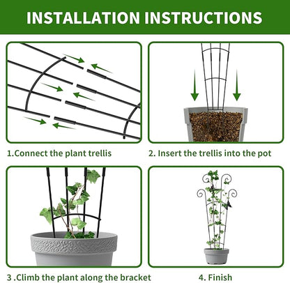 2 Pack 30 Inch Taller Plant Trellis for Potted Climbing Plants Indoor,Expandable Metal Garden Trellis for Climbing Plants,Flowers Vine Ivy, Sturdy Houseplant Support for Potted Plants with Ties