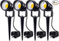 SUNVIE 120V Spot Lights Outdoor LED Landscape Lighting 12W AC Spotlights for Yard Waterproof Landscape Spotlight with Spiked Stake for Tree Garden Pathway Warm White Flag Lights US 3-Plug in, 4 Pack