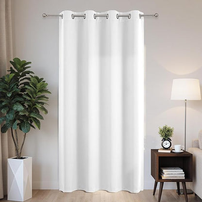 Joydeco Blackout Patio Sliding Door Curtains 96 Inches Long, Grommet Privacy Room Divider Curtains, Extra Wide Thermal Blackout Drapes for Bedroom Living Room (Pure White, 60Wx96L, 1 Panel)