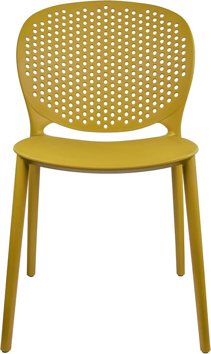 2xhome Set of 4 Patio Dining Chairs | Modern Stackable Outdoor Pool Side Chair | Weather Resistant Plastic for Yard, Porch, Balcony, Kitchen, Yellow