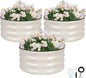 G GOOD GAIN Round Raised Garden Bed - 3Pcs 2x2x1ft Galvanized Steel Planter Boxes Outdoor with Rubber Edge Trim | Metal Raised Beds for Gardening Vegetables Flowers Fruits Herbs (White)