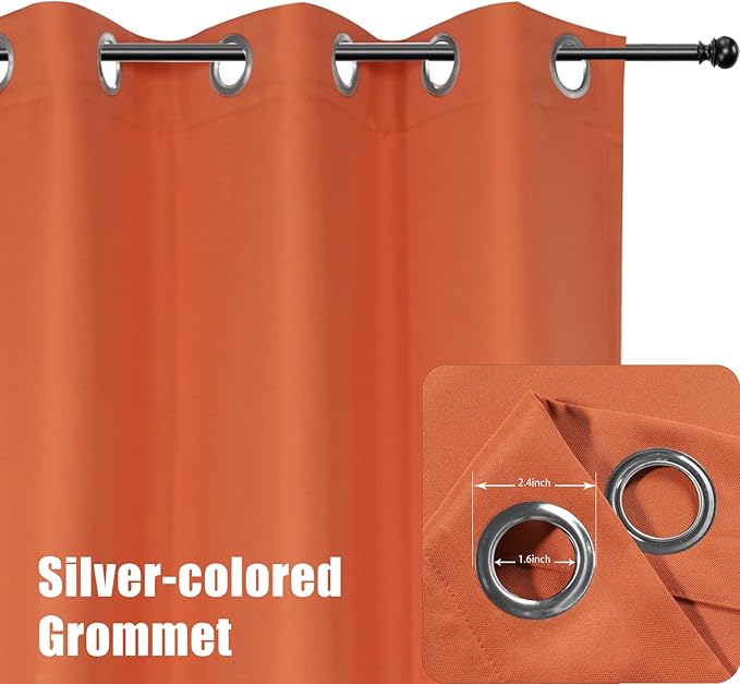 BONZER Outdoor Waterproof Curtains for Patio Privacy Grommet Light Filtering Outside Curtains for Gazebo, Porch, Pergola, Pavilion, 1 Panel, 84W x 108L inch, Mecca Orange