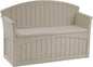 Suncast Outdoor Storage Bench - 50 Gallon Taupe Resin Outdoor Bench with Storage for Cushions, Tools & More. All-Weather Patio Deck Box with Seat for Porch, Pool, Yard, & Garden, Made in USA