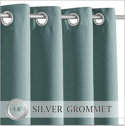 RYB HOME Outdoor Curtains for Patio, Waterproof Blackout UV Protection Outside Decor for Porch Swimming Pool Hut Garden Pavilion Pop Up Tent Pergola Balcony, W 52 x L 95, 1 Panel, Greyish Blue