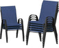 UDPATIO Patio Chairs Set of 8, Stackable Outdoor Dining Chairs with High Back, Breathable Textilene Fabric Outdoor Chair All Weather, 350LBS Capacity for Garden, Backyard (Blue)