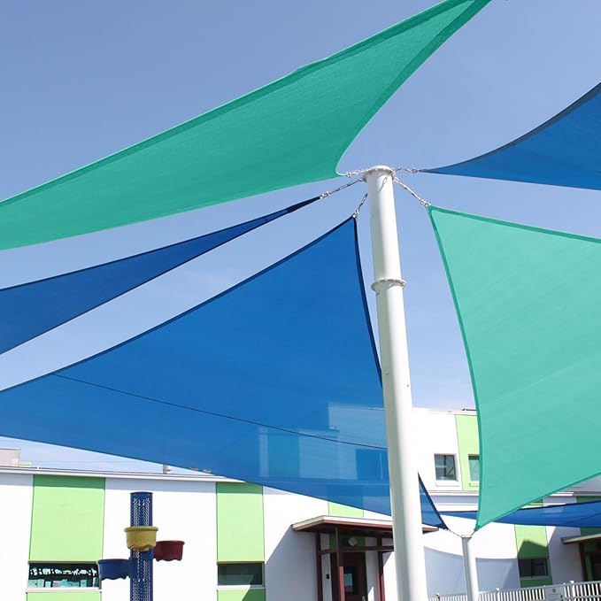 E&K Sunrise 28' x 28' x 28' Sun Shade Sail Triangle Canopy Shade Cover UV Block for Patio Backyard Garden Outdoor (Turquoise)