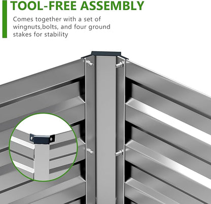 2PCS 7x3x1ft Galvanized Raised Garden Bed Kit,Metal Planter Box for Vegetables,Flowers,Herbs Durable Rust-Resistant Patio Gardening Beds,Silver