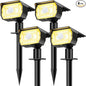 Solar Spot Lights Outdoor Motion Sensor with 3 Modes, [ 4 Pack/56 LED ] Solar Spotlights Outdoor Waterproof 2-in-1 Auto On/Off Landscape Lighting for Outside Yard Wall Garden Pathway, Warm White