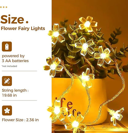 Bamworld Plant Stand Indoor with Flower Fairy Lights Battery Plant Shelf Wood Plant Rack for Multiple Plants 3 Tiers Ladder Plant Holder for 7 Pots for Living Room Home Decor for Gardening Gifts