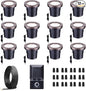 Ground Well Lights Kit, 12 Pack Landscape LED Low Voltage Inground Light and 200W Transformer and 250FT Cable and 40 Wire Connectors, Outdoor Waterproof IP67 Aluminum for Backyard Wall Lawn