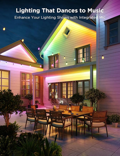 Govee Outdoor LED Strip Lights, 98.4ft Smart Outdoor Lights Work with Alexa and Google Assistant, App Control, IP65 Waterproof, RGBIC Lights for Patio, Eave, Party Decorations
