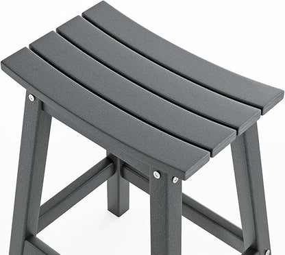 VINGLI 24 Inch Outdoor Bar Stools Set of 2, HDPE Weather Resistance Counter Height Bar Stools Durable Patio Chairs for Bar, Kitchen Counter, Yard (Gray, 24 Inch 2PC)