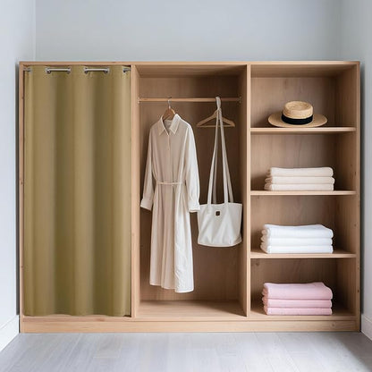 Joydeco Blackout Door Curtain for Doorway Privacy 78 Inches Long, Grommet Closet Curtain for Open Closet, Room Divider for Bedroom Living Room (Beige, 40Wx78L, 1 Panel)
