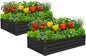 2 Pack 6x3x1FT Galvanized Raised Garden Bed Kit, Outdoor Metal Planter Box for Vegetables, Bottomless Rectangular Gardening Bed with Support Rods, Tool-Free Assembly, Black
