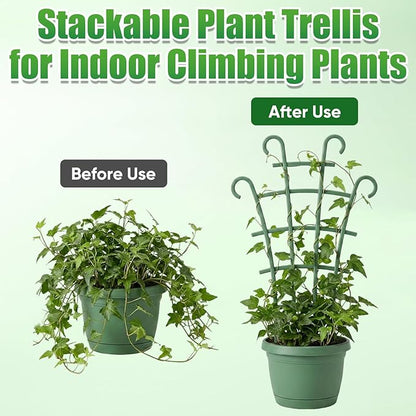 Plant Support Stakes,Stackable Plant Trellis for Indoor Climbing Plants,Small Plant Climbing Trellis for Potted Plants Plastic Climbing,Potted Plant Trellis for Houseplants (4PCS)