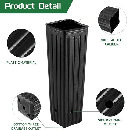 50 Pcs 12" Tall Tree Pots Plastic Deep Nursery Pots Tall Nursery Tree Pots Plant Deep Seedling Pots, Flower Plant Container Pots with 3 Pcs Garden Tools for Indoor Outdoor Use