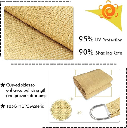KANAGAWA 21'X24' Sand Custom Size Sun Shade Sail Rectangle UV Block Canopy Cover for Patio Backyard Lawn Garden Outdoor (Customized Available)