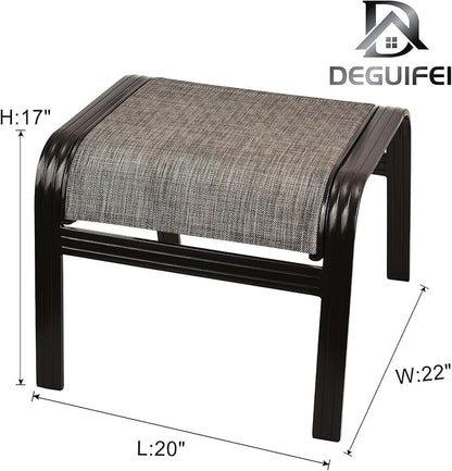 Patio Outdoor Ottoman Footstools Assembled Aluminum Footrest Side Table Small Chairs Patio Ottoman 2 Set Brown