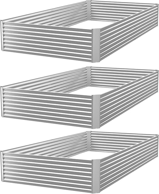 FRIZIONE 3pcs 4x2ft Galvanized Raised Garden Bed Outdoor,Above Ground Garden Bed for Vegetable,Metal Raised Beds for Flower,Steel Raised Beds for Gardening