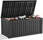ROJIK 150 Gallon Outdoor Storage Box Waterproof - Patio Furniture Outside Deck Box, Garden Tools, Cushions, Pool Accessories Storage Bench with Lockable Lid and Side Handles (Black, 150 Gal)