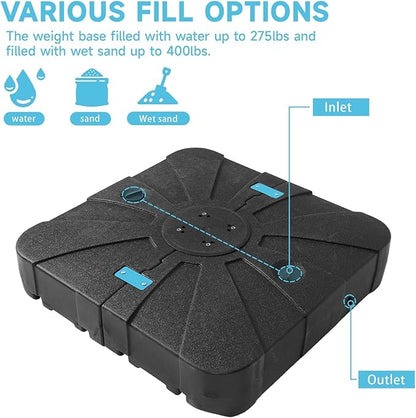 9x12FT Navy Blue Cantilever Outdoor Patio Umbrella with Base, Large Rectangular Offset Design, Double Top Heavy Duty Aluminum Frame & 360° Rotation for Pool Garden Deck Backyard