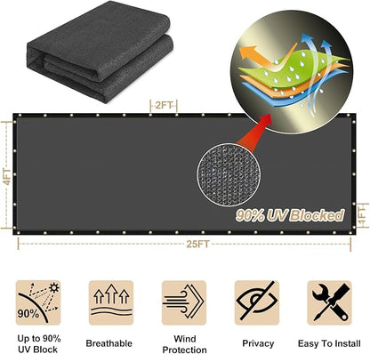 UPGRADE Privacy Fence Screen 3'x8' Dark Grey Outdoor 90% Visibility Blockage 170 GSM Mesh Shade Cover Panels for Backyard,Balcony,Home Decoration with Zip Ties,Customized Avaliable