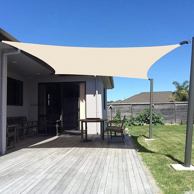 SUNNY GUARD Custom Size 15'x25' Rectangle Butter Cream UV Block Sunshade for Backyard Yard Deck Patio Garden Outdoor Activities and Facility(Customized)