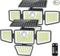 3000LM Solar Lights Outdoor with Motion Sensor,4 Head 270° Wide Angle Street Area Lights,IP65 Waterproof Security Lighting with 3 Modes(Remote,2 Pcs)