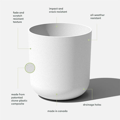 Veradek Mason Series Lima Planter - Round Planter for Indoor or Outdoor Porch/Garden | Made from Plastic-Stone Composite with Drainage Holes | Modern Décor for Succulents, Flowers, Small Plants