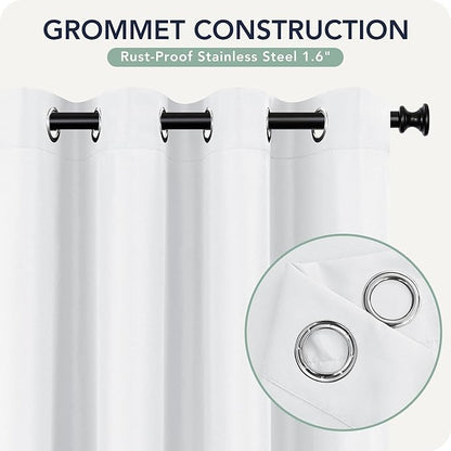 Outdoor Curtains for Patio Waterproof 6 Panels - Windproof, Privacy, Weatherproof Outside Drapes for Gazebo Pergola Porch, Grommet Top and Tab Bottom, 54x84 Inch, White