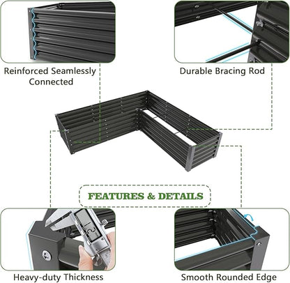 A ANLEOLIFE 16-Pack Deep Root Galvanized Raised Garden Beds Outdoor for Planting Vegetables Flowers Herb, Quartz Grey