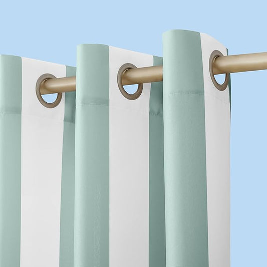 Sun Zero Valencia Cabana Stripe Indoor/Outdoor UV Protectant Energy Efficient Grommet Curtain Panel