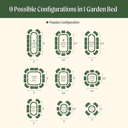 32" Extra Tall Raised Garden Bed Kits, 2 x 8 x 2.7ft Raised Planter Box Outdoor, 3.5 x 6.5 x 2.7ft Deep Root 9 in 1 Modular Metal Raised Beds for Gardening Vegetables Flowers Fruits - British Green