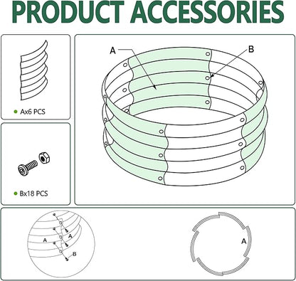 3PCS 3x3x1FT Galvanized Raised Garden Bed Kit,Vegetable Boxes-Round Metal Flower Box,Large Planter Raised Beds Outdoor Garden for Planting,Fruit,Herb-Silver