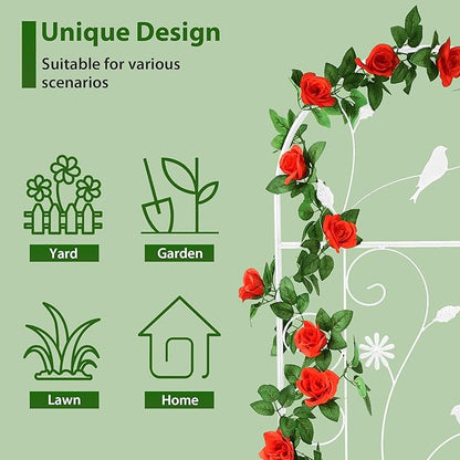 Metal Garden Trellis for Climbing Plants, 86.5" x 19.7" Metal Plant Trellis Outdoor, White Iron Garden Trellis, Clematis Rrellis Outdoor, Arched Decoration Suitable for courtyards, lawns, Gard, White