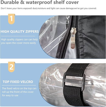 Waterproof Shelf Cover,Outdoor 600D Heavy Duty Dustproof Storage Shelves Cover,48''x20''x72'' Shelf Covers for Wire Shelving with Zippers,Storage Rack Covers with Clear Front