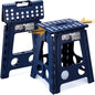 Delxo 16 Inch Folding Step Stool,Foldable Stool for Adults,Portable Collapsible Plastic Stepstool,Non Slip Folding Stools for Kitchen Bathroom Bedroom Up to 400LBS,(Royal Blue 1PC)