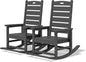 SERWALL Outdoor Rocking Chair Set of 2, Oversized Rocking Chair with Footboard for Adults, HDPE All Weather Resistant Rocking Chairs for Patio, 350lbs Weight Capacity, Gray