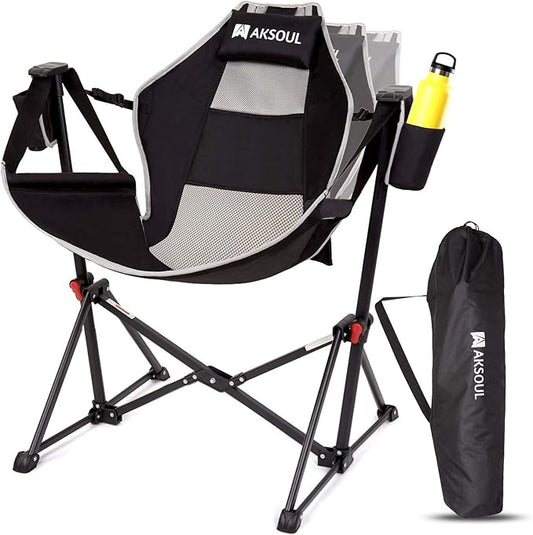AKSOUL Hammock Camping Chair Swinging: Foldable & Portable Swing Chairs with Storage Bag - 265lbs Adult Weight Capacity - Folding Rocking for Lawn Camp Stargazer Outdoor