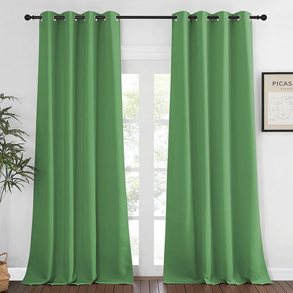 NICETOWN Blackout Window Curtain 90 inch Length - Room Darkening Thermal Insulated Grommet Large Window Treatment Light Blocking for Bedroom/Doorway (Froest Green, 1 Panel, W52 x L90)