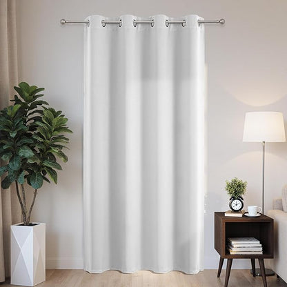 Joydeco Blackout Patio Sliding Door Curtains 72 Inches Long, Grommet Privacy Room Divider Curtains, Extra Wide Thermal Blackout Drapes for Bedroom Living Room (Greyish White, 60Wx72L, 1 Panel)